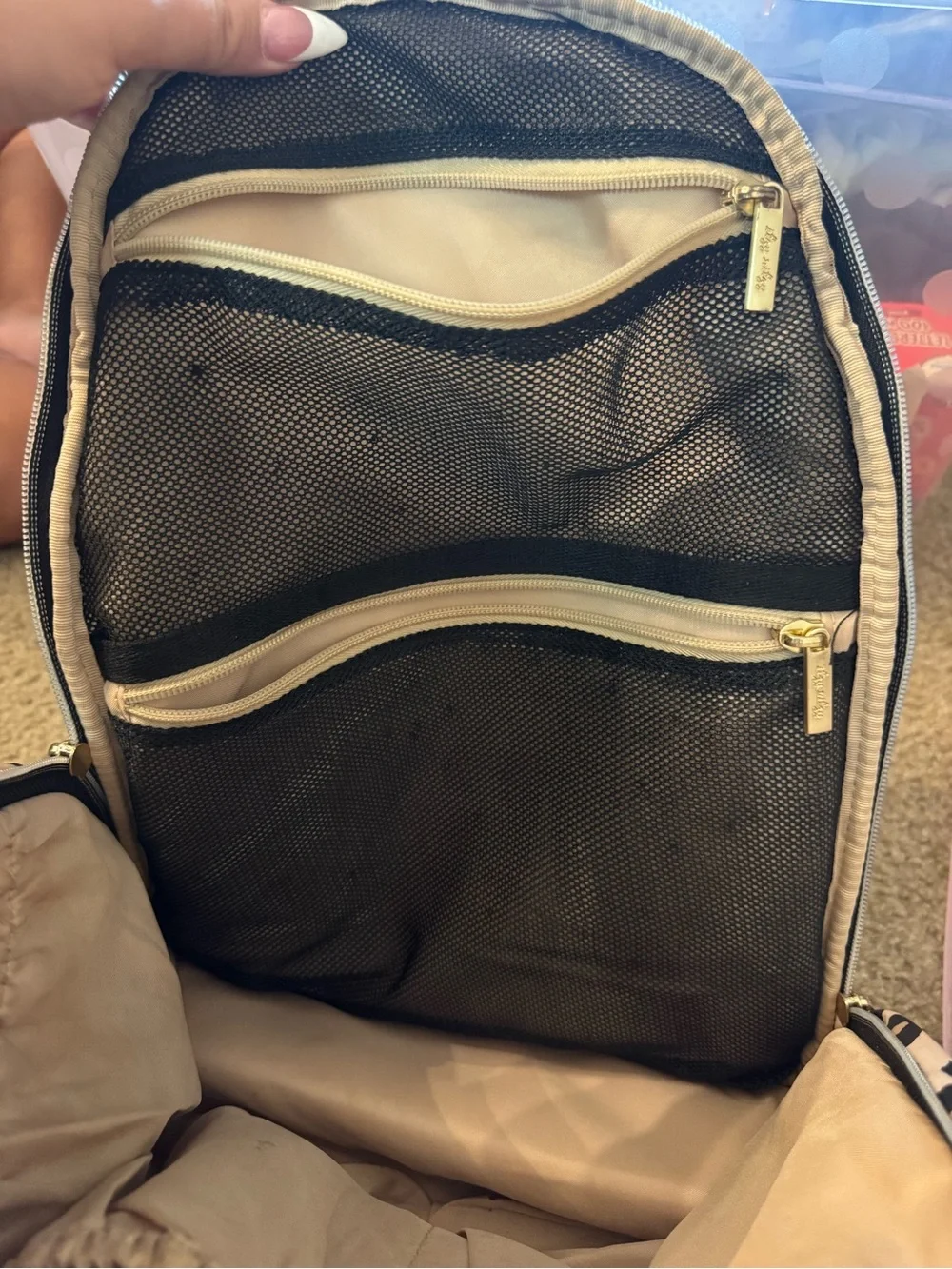 Itzy Ritzy Leopard Print Quilted Backpack - Beige/Black